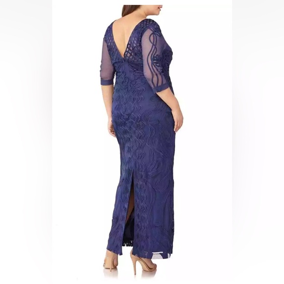 JS Collections Navy Long Sleeve Lace Maxi Evening Dress Gown Size 20W - Picture 13 of 15